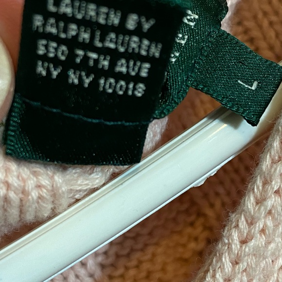 EUC LAUREN RALPH LAUREN CREAM/BLUSH CABLE KNOT SWEATER SIZE LARGE - Picture 11 of 12